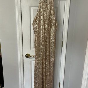 Gold Sequin Sleeveless Gown